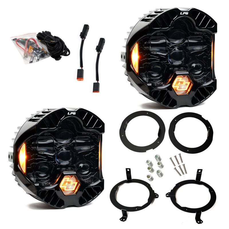 Baja Designs 18-25 Jeep Wrangler JL/20-25 Gladiator JT (w/Halogen) DOT LP6 LED Headlight Kit - Amber - Burkken Auto Parts