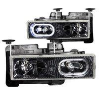 ANZO 1988-1998 Chevrolet C1500 Crystal Headlights Carbon w/ Halo - Burkken Auto Parts