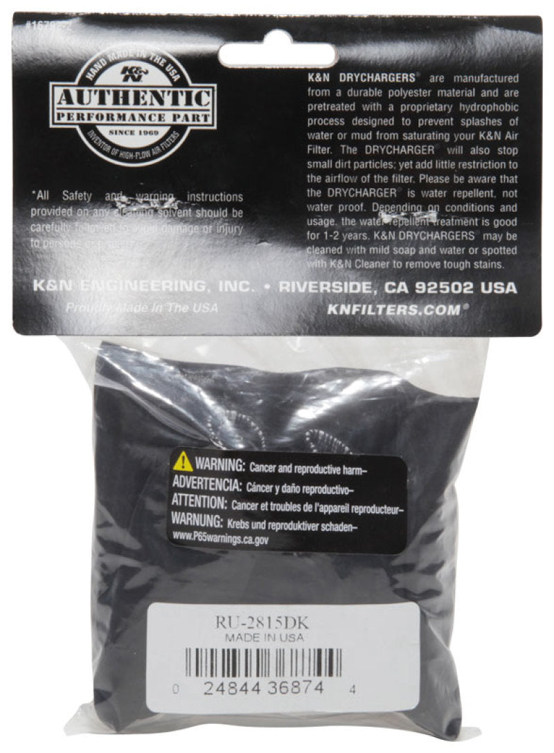 K&N Drycharger Air Filter Wrap RU-2815 Black - Burkken Auto Parts