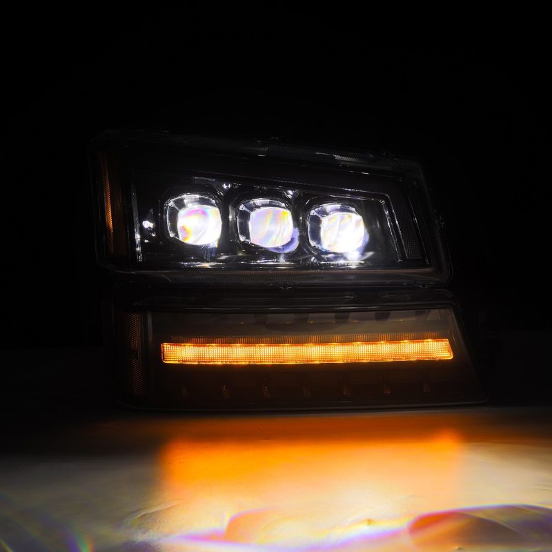 AlphaRex 03-06 Chevy Silverado 1500/2500HD/3500HD/Avalanche Alpha-Black NOVA LED Proj Headlights - Burkken Auto Parts