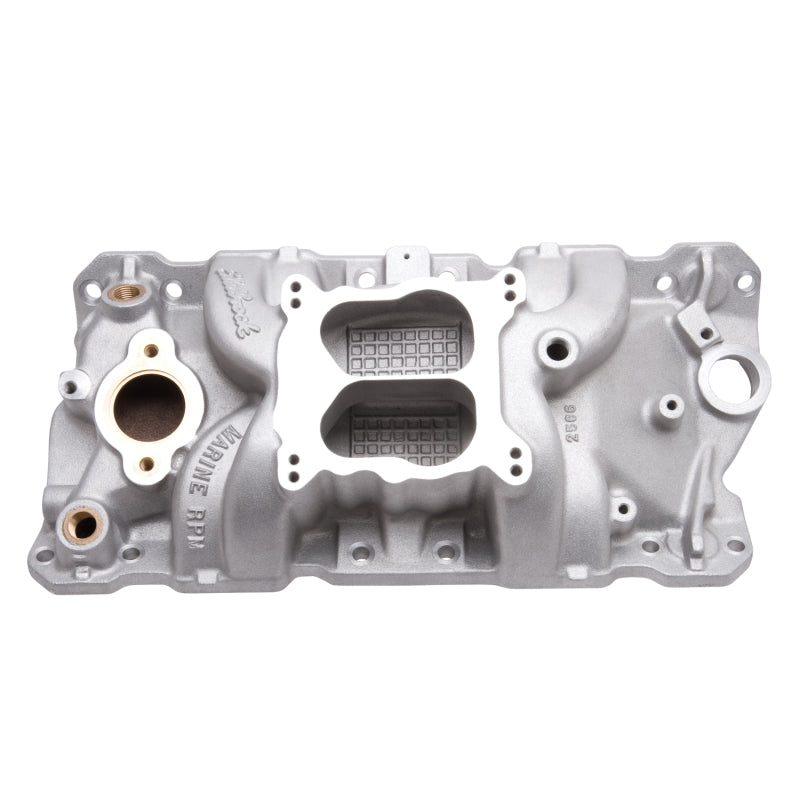 Edelbrock Manifold SBC 23-Degree Marine RPM 1987-1995 w/ Brass - Burkken Auto Parts