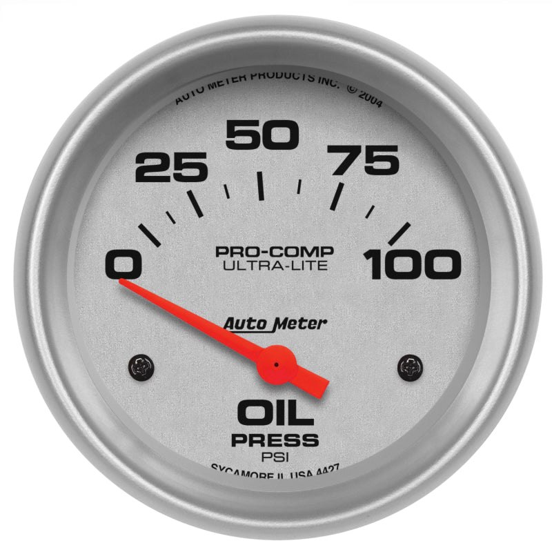 Autometer Ultra-Lite 66.7mm Short Sweep Electronic 0-100 PSI Oil Pressure Gauge - Burkken Auto Parts