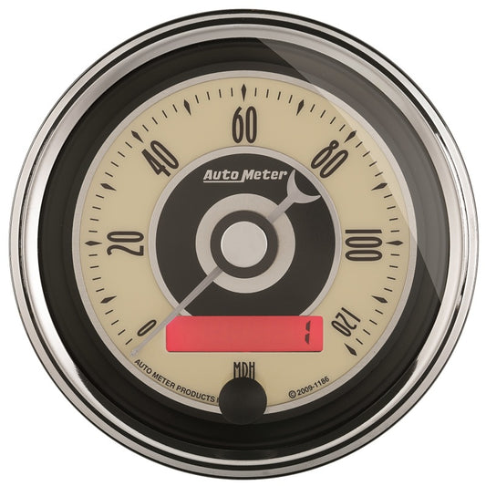 AutoMeter Gauge Speedometer 3-3/8in. 120MPH Elec. Programmable Cruiser Ad - Burkken Auto Parts