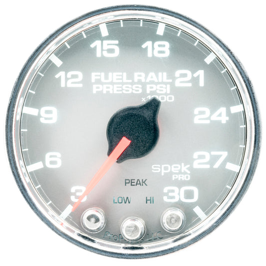 Autometer Spek-Pro Gauge Rail Press 2 1/16in 30Kpsi Stepper Motor W/Peak & Warn Slvr/Chrm - Burkken Auto Parts