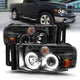 ANZO 2002-2005 Dodge Ram 1500 Projector Headlights w/ Halo Black Clear Amber - Burkken Auto Parts