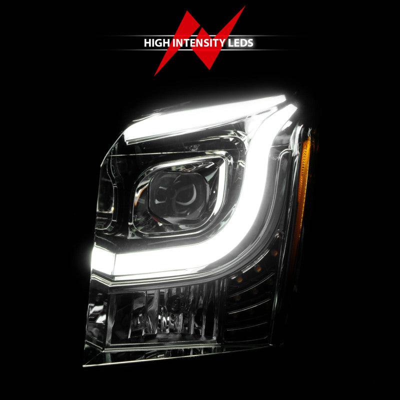ANZO 2015-2017 GMC Yukon XL Projector Headlights W Lightbar - Chrome/Amber - Burkken Auto Parts
