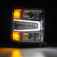 AlphaRex 04-15 Chevy 1500HD LUXX LED Proj Headlights Chrome w/Seq Activation Light / Seq Signal - Burkken Auto Parts