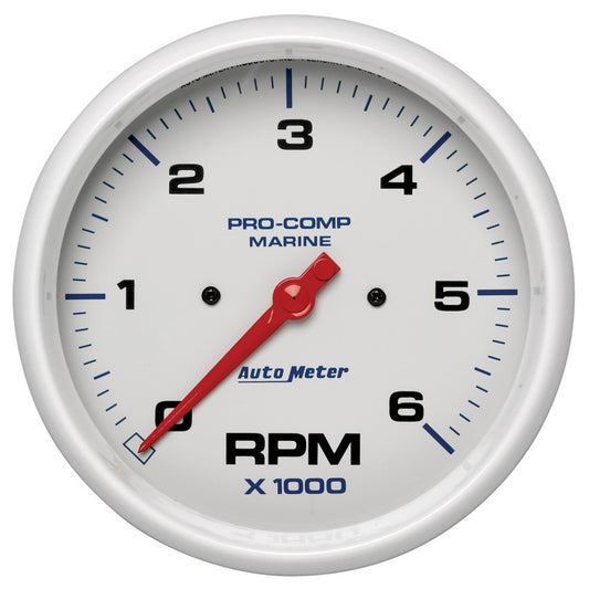 Autometer Marine White Ultra-Lite 5in In-Dash Tachometer 0-6K RPM - Burkken Auto Parts