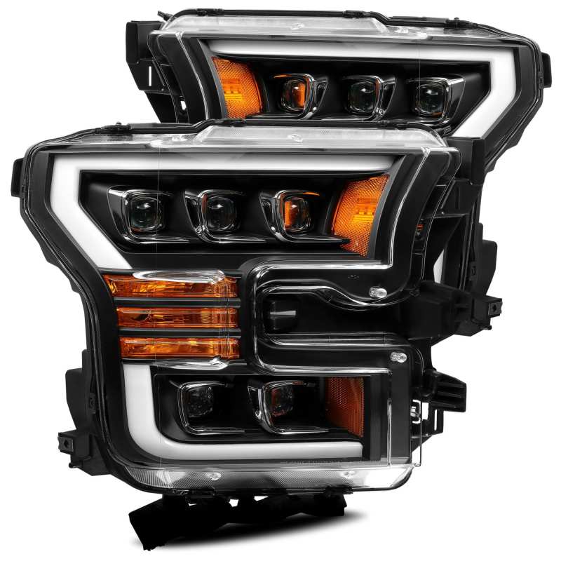 AlphaRex 17-20 Ford Raptor NOVA LED Proj Headlights Plank Style Matte Black w/Activ Light/Seq Signal - Burkken Auto Parts