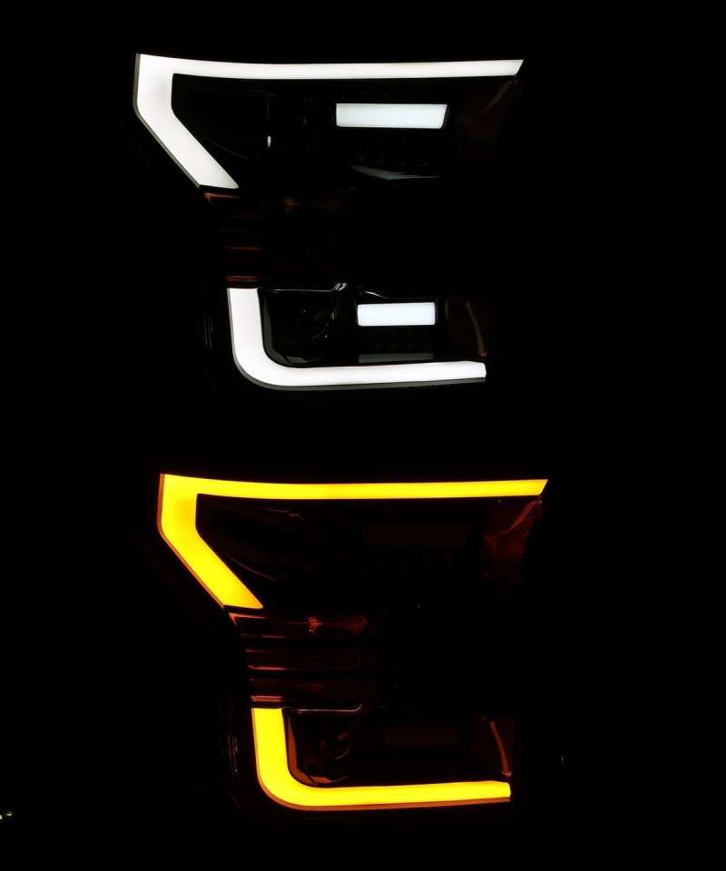 AlphaRex 15-17 Ford F-150 LUXX LED Projector Headlights Plank Style Black w/Activ Light/DRL - Burkken Auto Parts