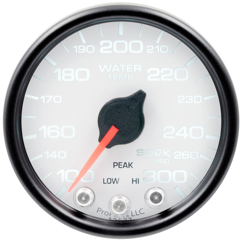 Autometer Spek-Pro Gauge Water Temp 2 1/16in 300f Stepper Motor W/Peak & Warn Wht/Blk - Burkken Auto Parts