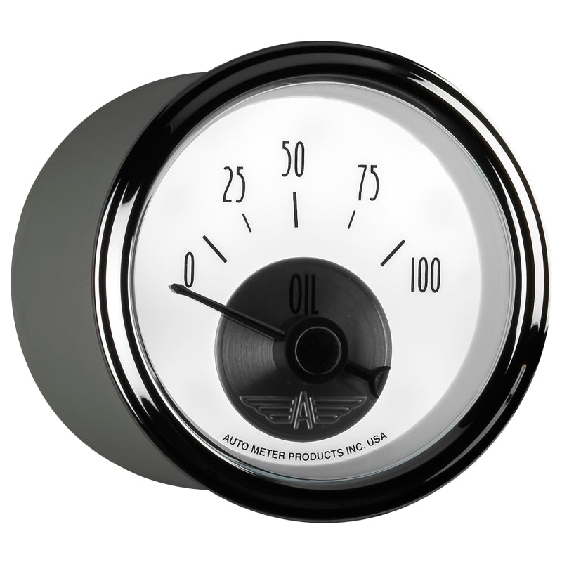 Autometer Prestige Series Pearl 2-1/16in 100PSI Electronic Oil Pressure Gauge - Burkken Auto Parts