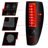 ANZO 2004-2012 Chevrolet Colorado/ GMC Canyon LED Tail Lights w/ Light Bar Black Housing Smoke Lens - Burkken Auto Parts