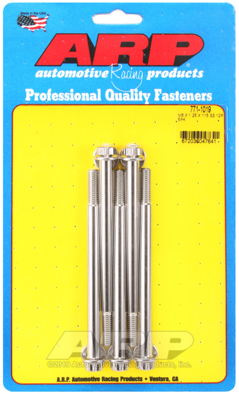 ARP M8 x 1.25 x 115 12pt Stainless Steel Bolts (5/pkg) - Burkken Auto Parts