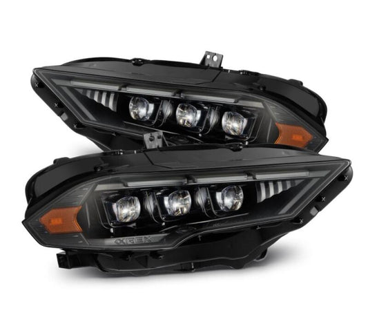 AlphaRex 18-20 Ford Mustang NOVA LED Proj Headlights Alpha-Black w/Activ Light/Seq Signal/Switch DRL - Burkken Auto Parts