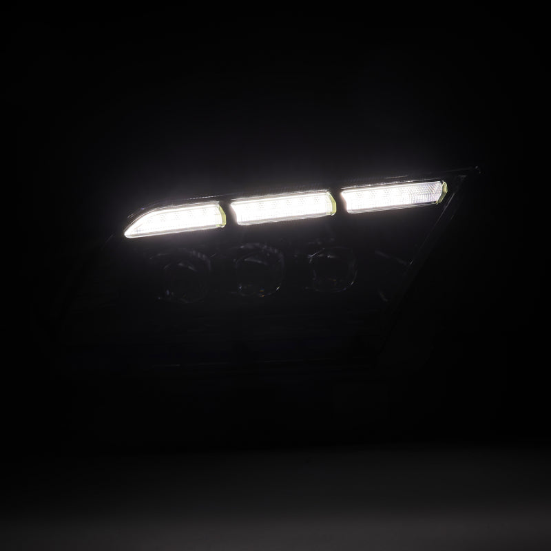 AlphaRex 13-14 Ford Mustang NOVA LED Proj Headlights Alpha-Blk w/Actv Light & Seq.Sig / SB DRL - Burkken Auto Parts