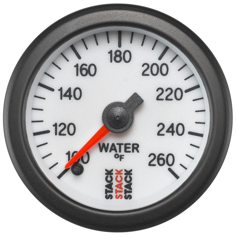 Autometer Stack 52mm 100-260 Deg F 1/8in NPTF Male Pro Stepper Motor Water Temp Gauge - White - Burkken Auto Parts