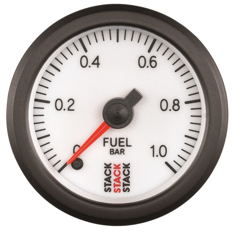Autometer Stack 52mm 0-1 Bar M10 Male Pro Stepper Motor Fuel Pressure Gauge - White - Burkken Auto Parts