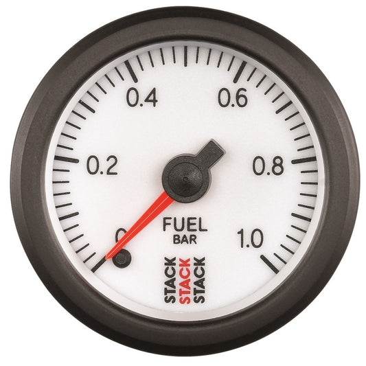 Autometer Stack 52mm 0-1 Bar M10 Male Pro Stepper Motor Fuel Pressure Gauge - White - Burkken Auto Parts