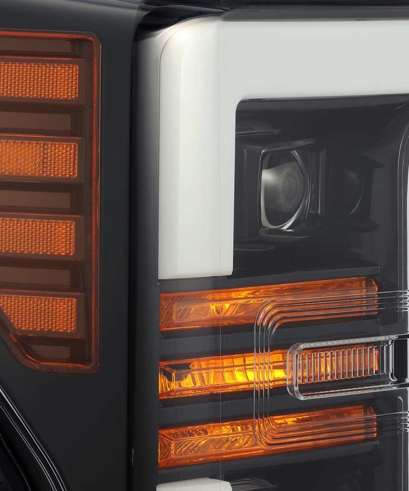 AlphaRex 17-19 Ford F-250 SD PRO-Series Proj Headlights Plank Style Black w/Activ Light/Seq Signal - Burkken Auto Parts