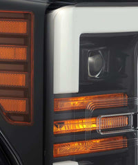 AlphaRex 17-19 Ford F-250 SD PRO-Series Proj Headlights Plank Style Black w/Activ Light/Seq Signal - Burkken Auto Parts