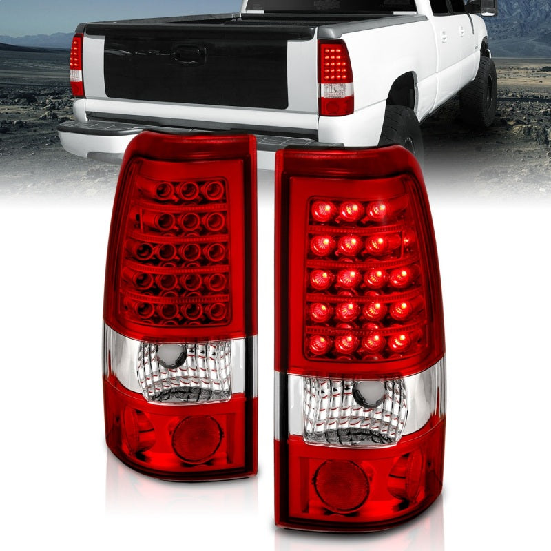 ANZO 1999-2007 Chevrolet Silverado 1500 LED Taillights Red/Clear - Burkken Auto Parts