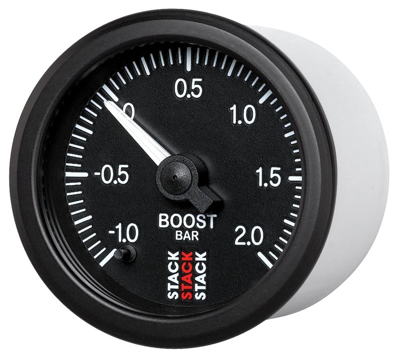 Autometer Stack 52mm -1 to +2 Bar (Incl T-Fitting) Pro Stepper Motor Boost Pressure Gauge - Black - Burkken Auto Parts