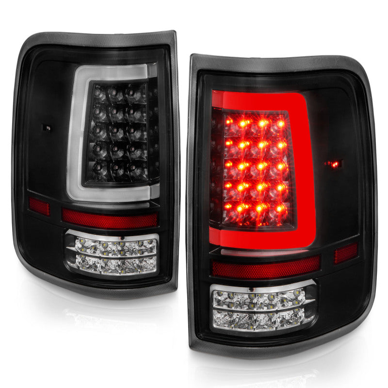 ANZO 2004-2006 Ford F-150 LED Tail Lights w/ Light Bar Black Housing Clear Lens - Burkken Auto Parts
