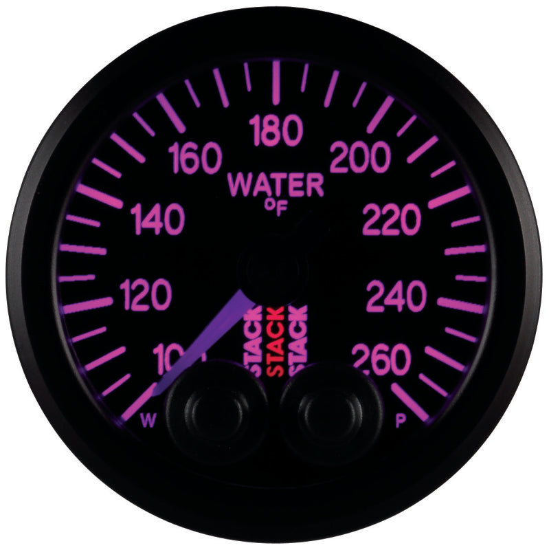 Autometer Stack Pro Control 52mm 100-260 deg F Water Temp Gauge - Black (1/8in NPTF Male) - Burkken Auto Parts