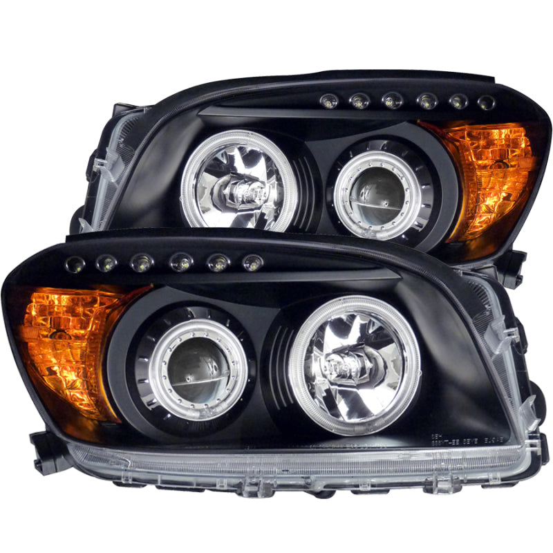 ANZO 2006-2008 Toyota Rav4 Projector Headlights w/ Halo Black - Burkken Auto Parts