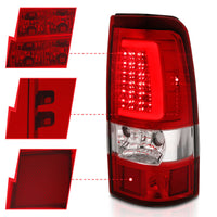 ANZO 1999-2002 Chevy Silverado 1500 LED Taillights Plank Style Chrome With Red/Clear Lens - Burkken Auto Parts