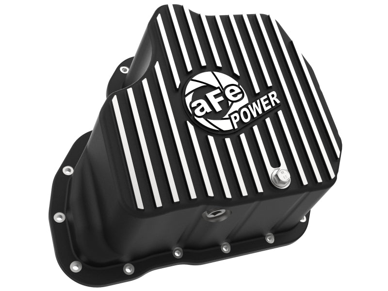 aFe POWER GM Diesel Trucks 01-10 V8-6.6L (td) Pro Series Engine Oil Pan Black w/ Machined Fins - Burkken Auto Parts