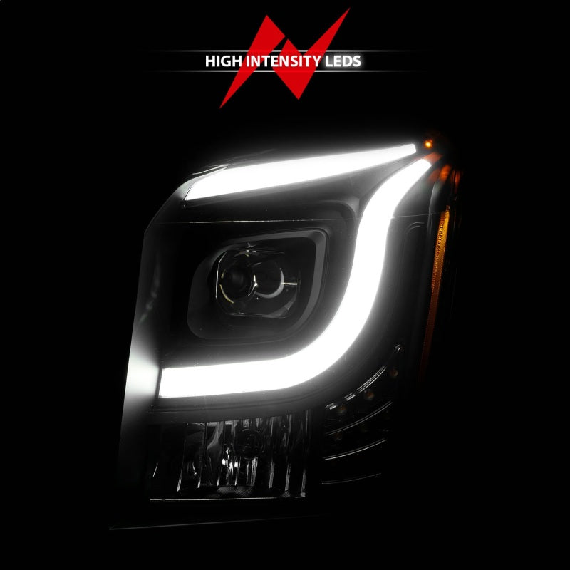 ANZO 15-17 GMC Yukon/Yukon XL Projector Headlights Black Housing/Clear Lens (w/ Light Bars) - Burkken Auto Parts