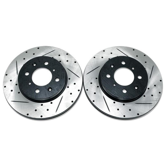BLOX Racing 90-01 Acura Integra (Excl Type-R) Front Slotted & Drilled Rotors - Pair - Burkken Auto Parts