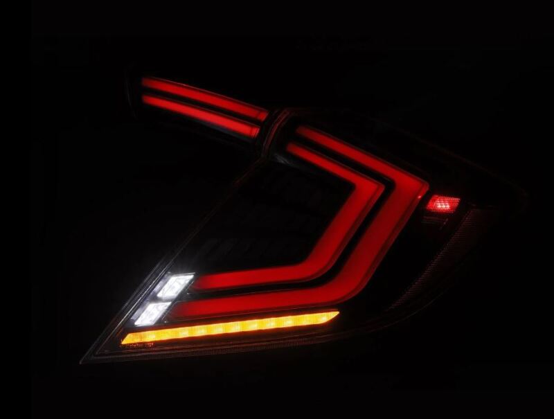 AlphaRex 16-21 Honda Civic Hatchback/ Type-R FK8 Nova-Series LED Tail Lights (Pair) - Alpha Black - Burkken Auto Parts