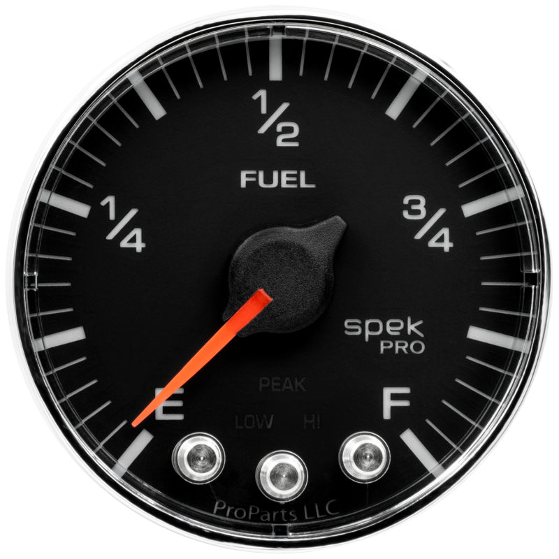 Autometer Spek-Pro Gauge Fuel Level 2 1/16in 0-270 Programmable Blk/Chrm - Burkken Auto Parts