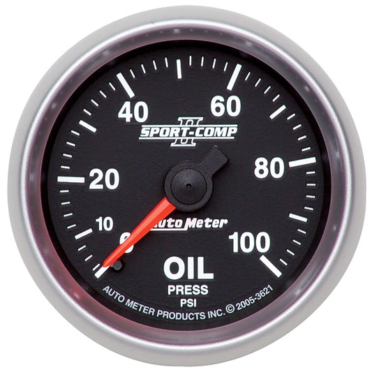 Autometer Sport-Comp II 52mm 0-100 PSI Mechanical Oil Pressure Gauge - Burkken Auto Parts