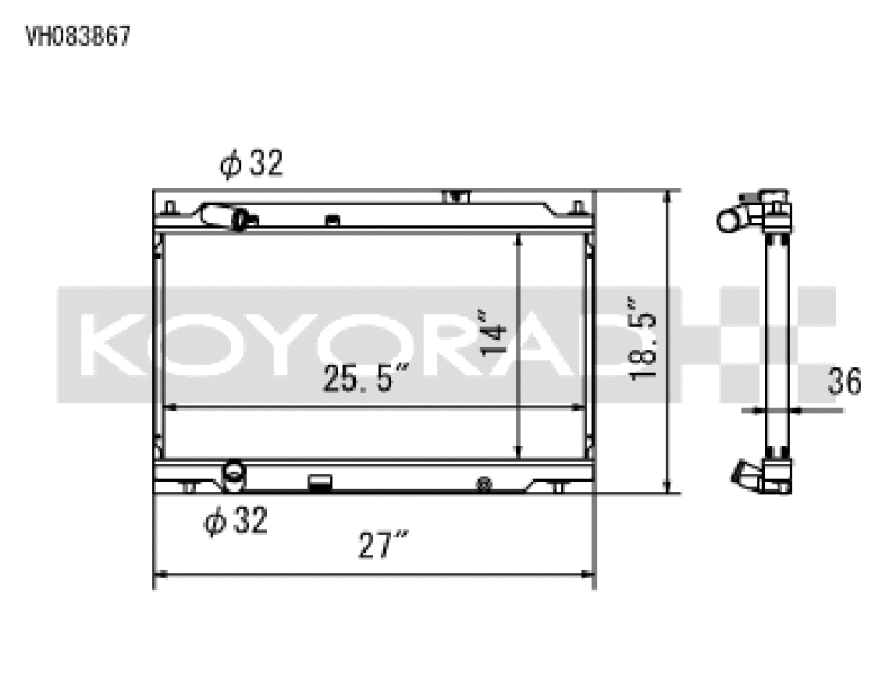 Koyo 94-01 Acura Integra with L15B7 Swap All-Aluminum Radiator - Burkken Auto Parts