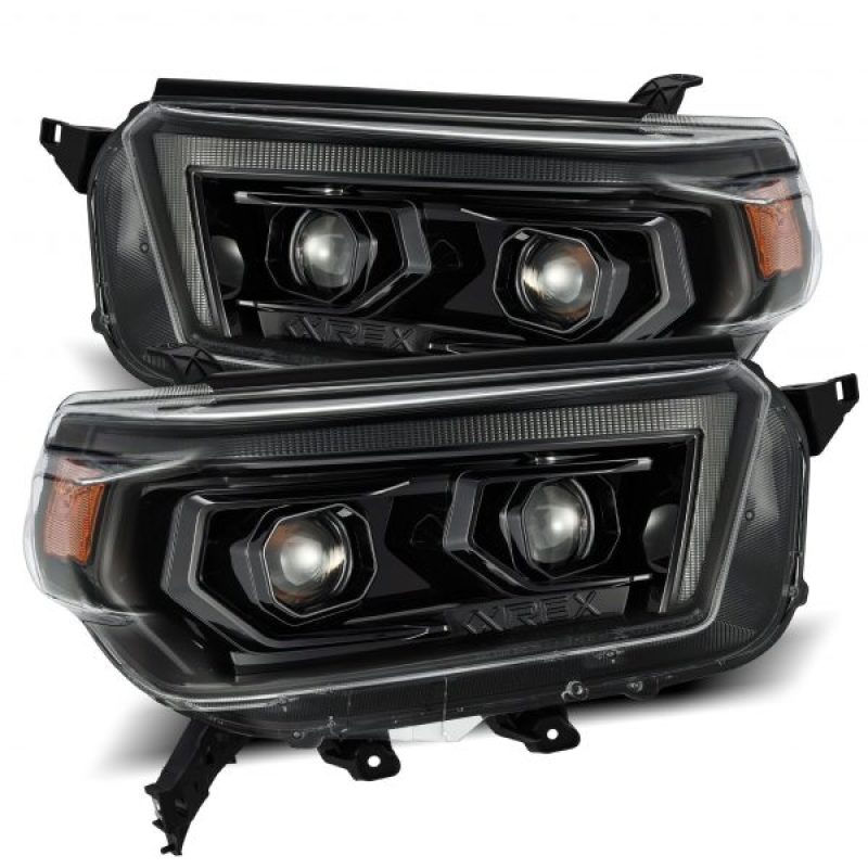 AlphaRex 10-13 Toyota 4Runner PRO-Series Proj Headlights Plank Style Alpha Blk w/Seq Signal/DRL - Burkken Auto Parts