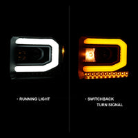 ANZO GMC SIERRA 1500 14-15 2500H/15-19 Projector Headlight Plank Style Black w/ Switchback (Halogen) - Burkken Auto Parts