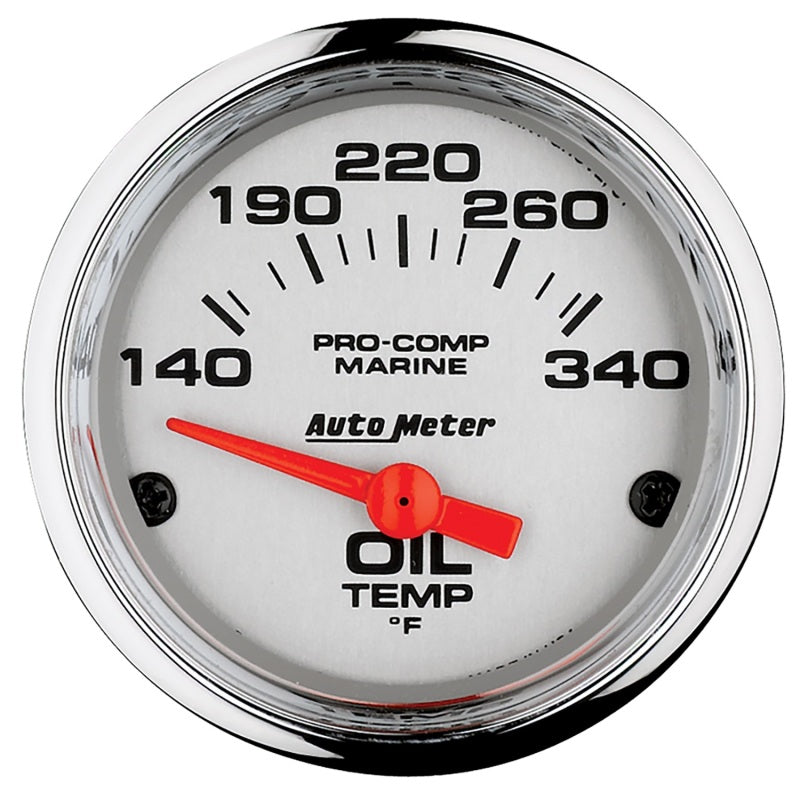 Autometer Marine Chrome Ultra-Lite 2-1/16in Electric Oil Temperature Gauge 140-300 Deg F - Burkken Auto Parts