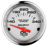 Autometer Marine Chrome Ultra-Lite 2-1/16in Electric Oil Temperature Gauge 140-300 Deg F - Burkken Auto Parts