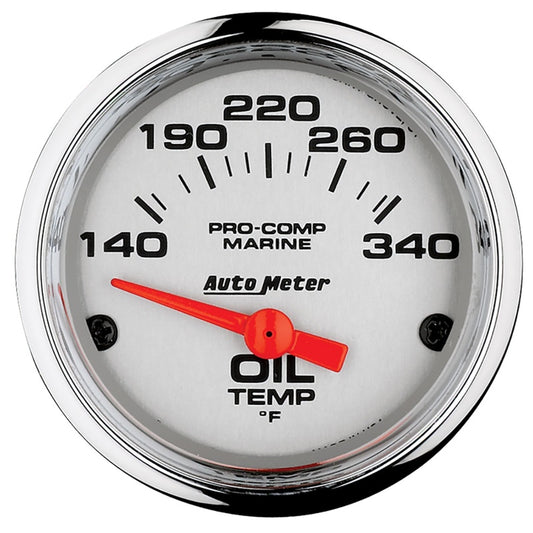 Autometer Marine Chrome Ultra-Lite 2-1/16in Electric Oil Temperature Gauge 140-300 Deg F - Burkken Auto Parts