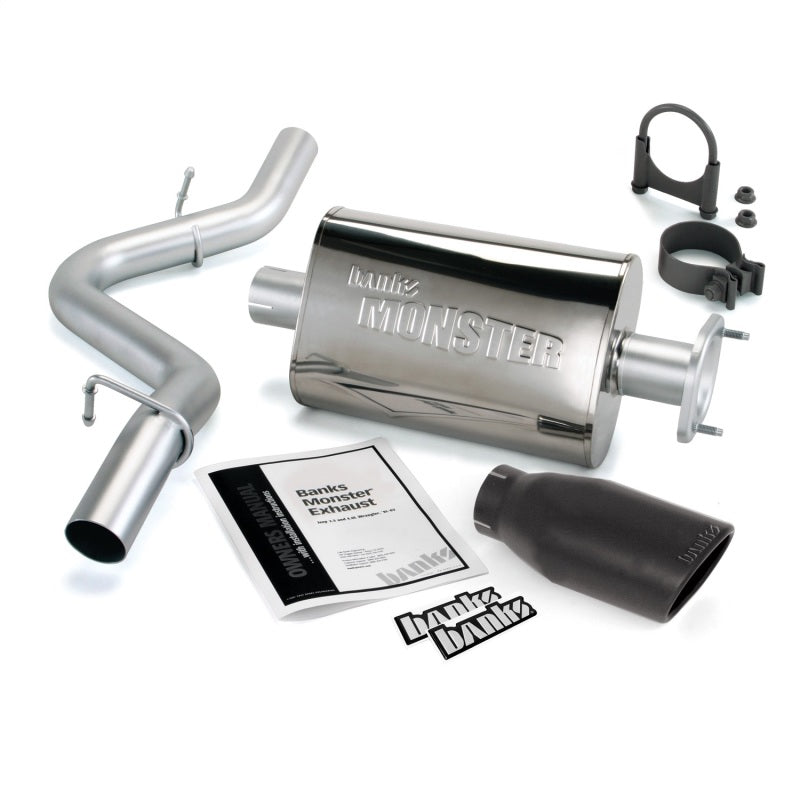 Banks Power 04-06 Jeep 4.0L Wrangler Unlimited Monster Exhaust Sys - SS Single Exhaust w/ Black Tip - Burkken Auto Parts