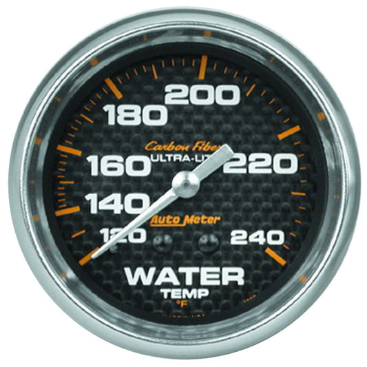 Autometer Carbon Fiber 2-5/8in 120-240 Deg F Mechanical Water Temp Gauge - Burkken Auto Parts