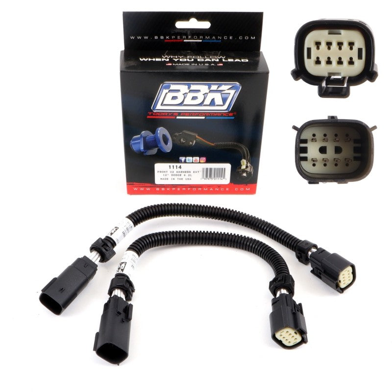 BBK 05-20 Dodge Hellcat 6.2L 6 Pin Front O2 Sensor Wire Harness Extensions 12 (pair) - Burkken Auto Parts