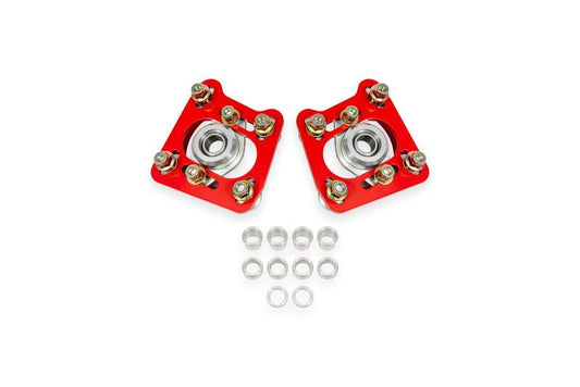 BMR 94-04 Ford Mustang Steel Caster Camber Plates - Red - Burkken Auto Parts