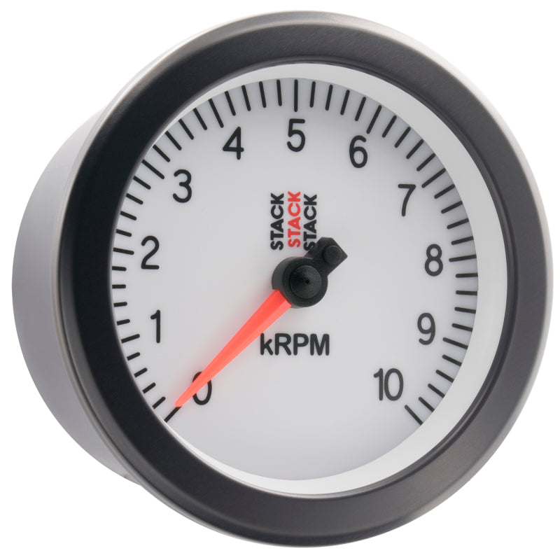 Autometer Stack Sport 88mm 0-10K RPM Tachometer - White - Burkken Auto Parts