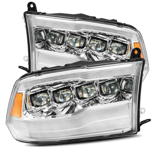 AlphaRex 09-18 Dodge Ram 1500HD NOVA LED Projector Headlights Plank Style Design Chrome w/DRL - Burkken Auto Parts