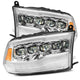 AlphaRex 09-18 Dodge Ram 1500HD NOVA LED Projector Headlights Plank Style Design Chrome w/DRL - Burkken Auto Parts